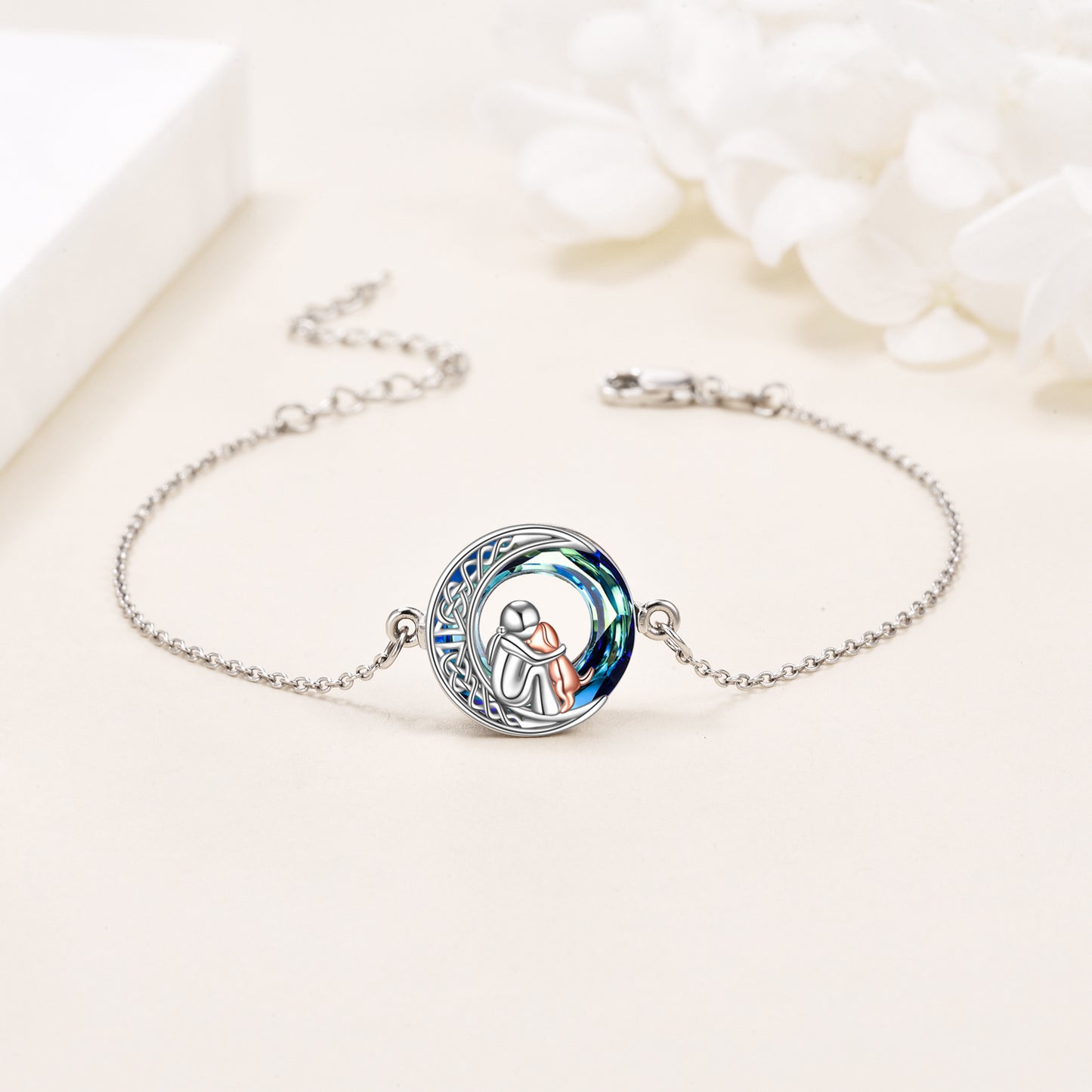 Sterling Silver Girls Dog Adjustable Bracelet Jewelry Gift with Crystal big dogs big hugs, Ltd.