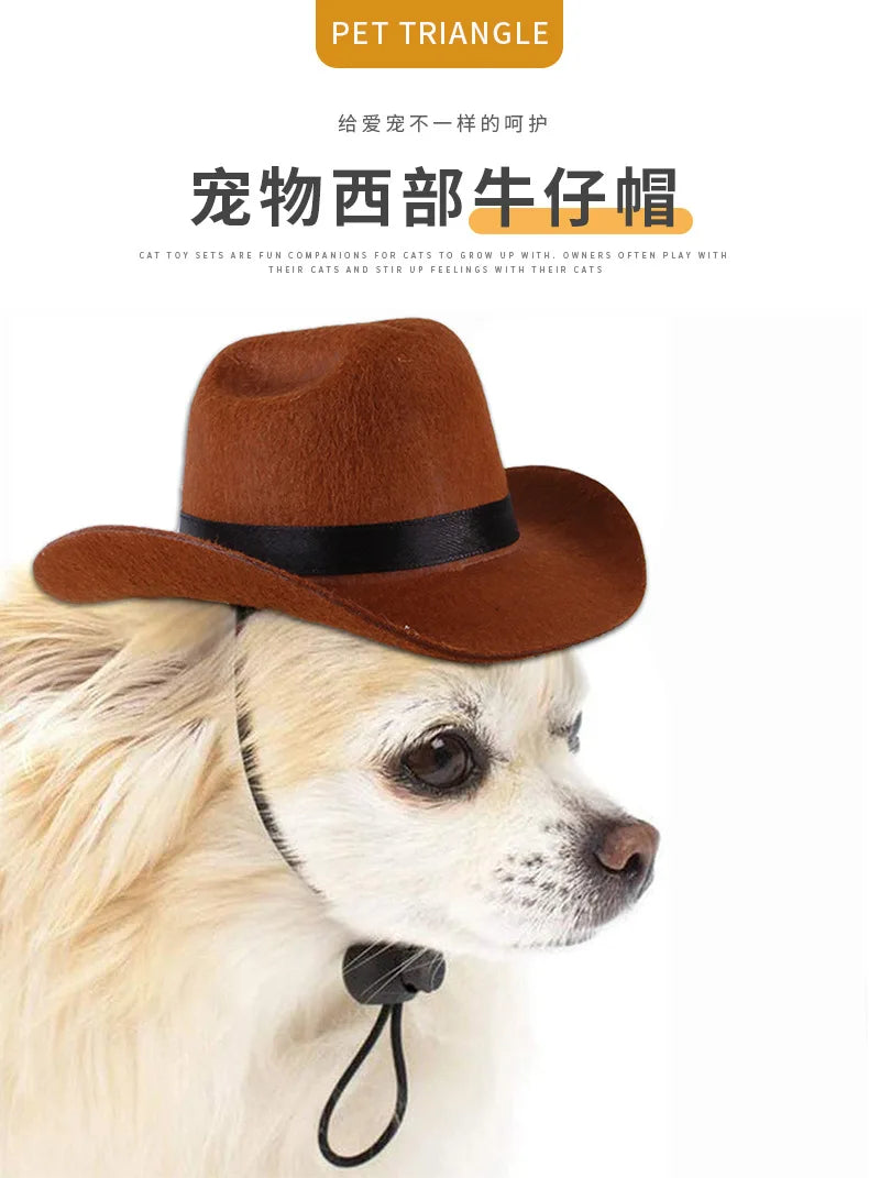 Dogs Outdoor Cowboy Hat - Adjustable Fashion Caps for Small Medium Puppies Big Dogs Big Hugs