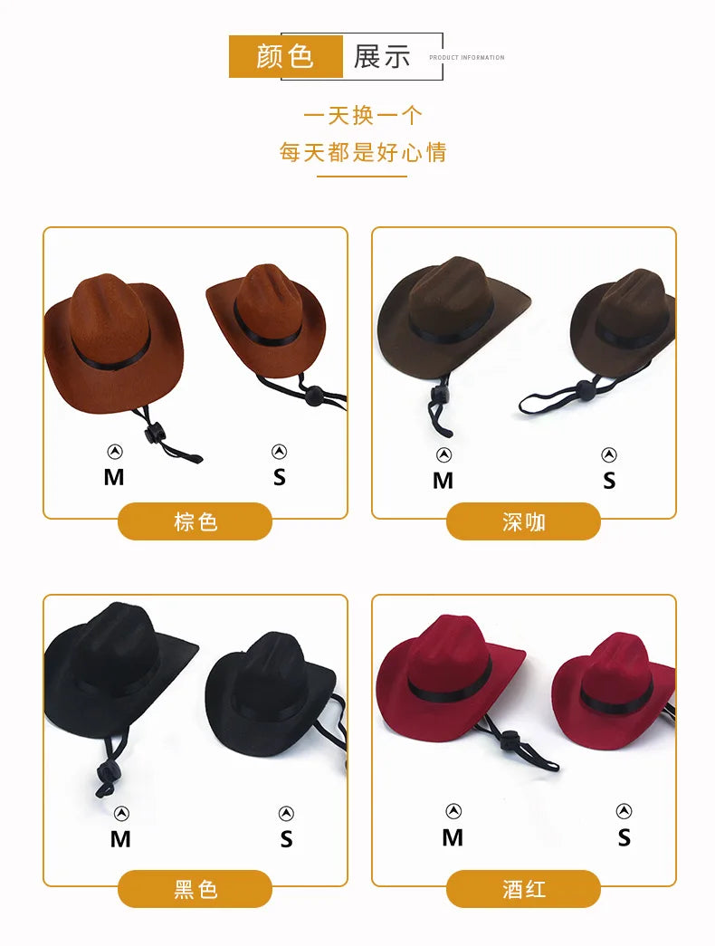 Dogs Outdoor Cowboy Hat - Adjustable Fashion Caps for Small Medium Puppies Big Dogs Big Hugs