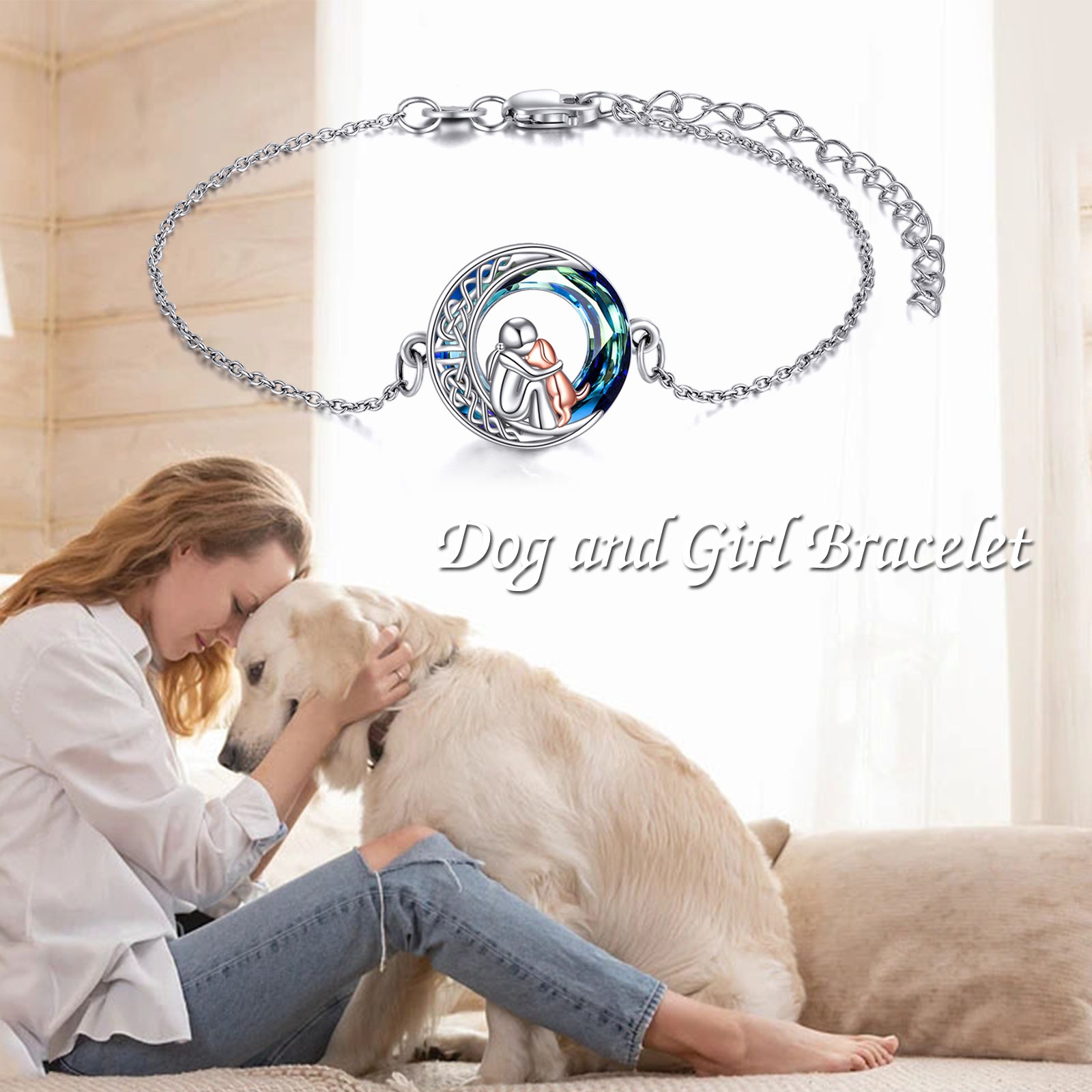 Sterling Silver Girls Dog Adjustable Bracelet Jewelry Gift with Crystal big dogs big hugs, Ltd.