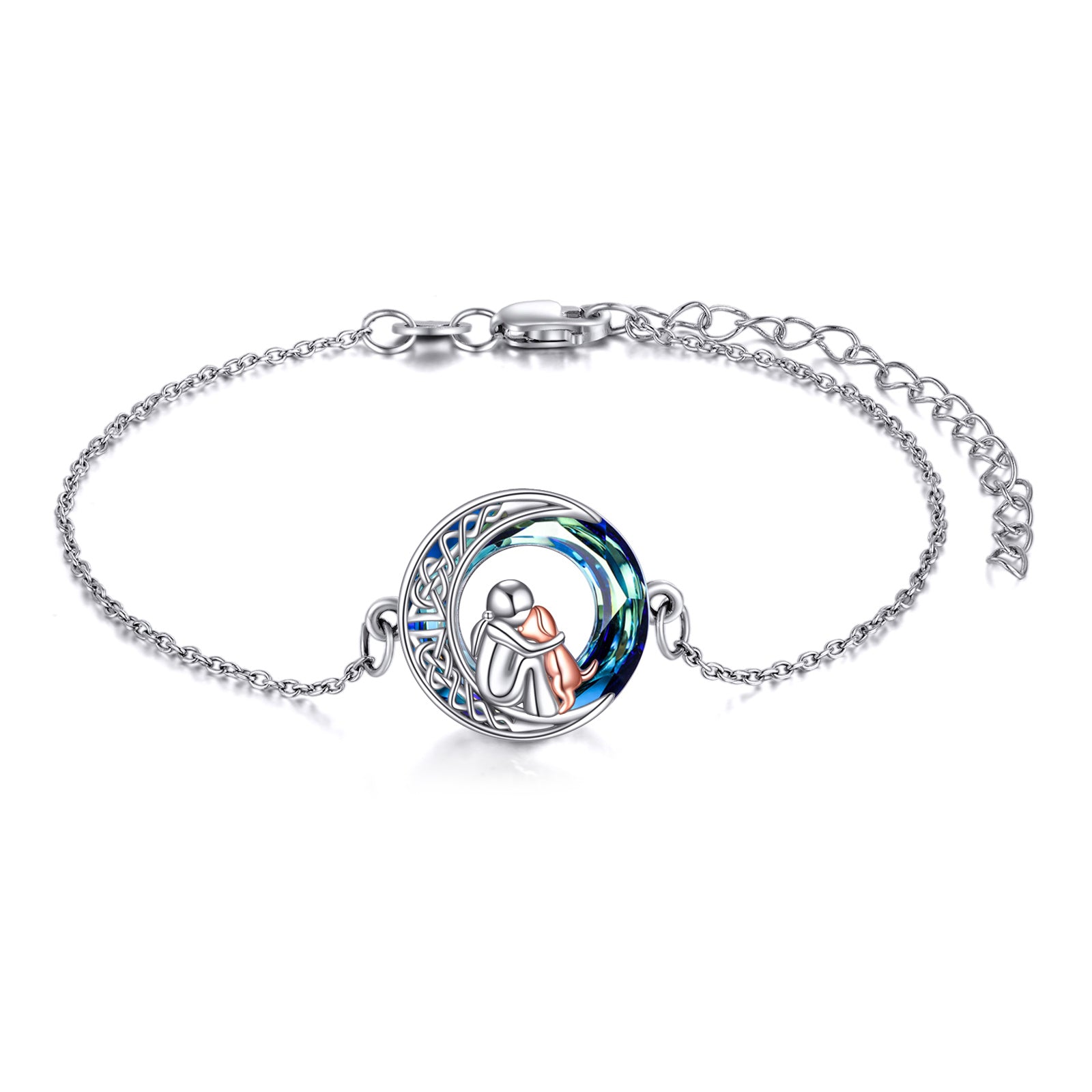 Sterling Silver Girls Dog Adjustable Bracelet Jewelry Gift with Crystal big dogs big hugs, Ltd.