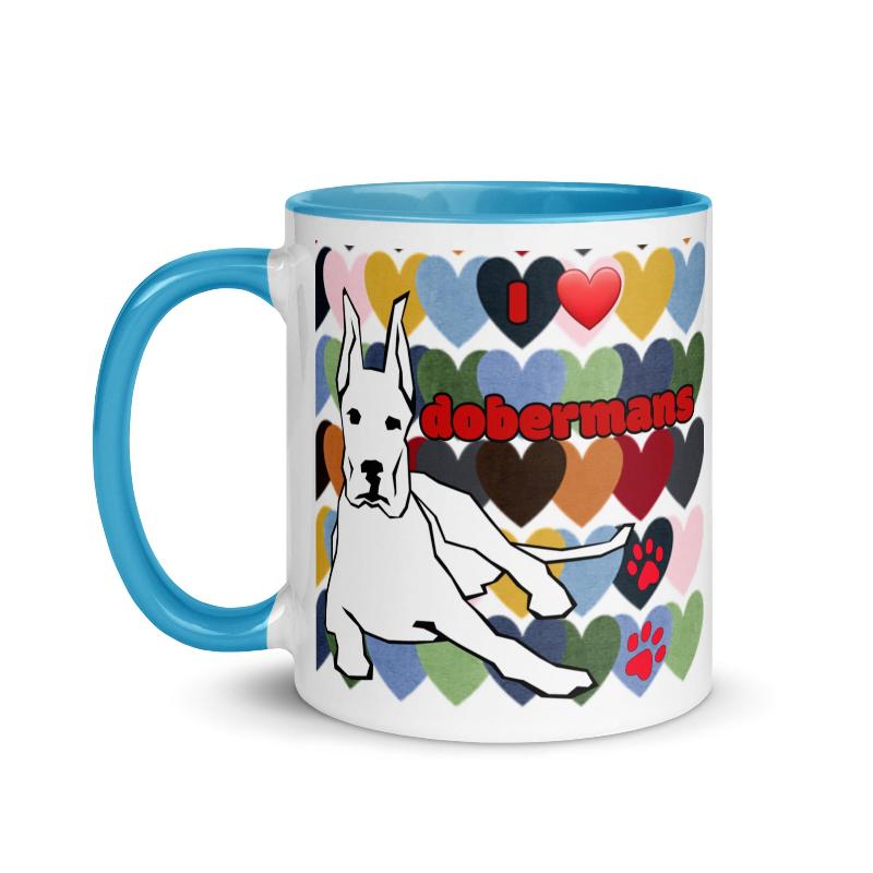 Mug Colour Inside: Love Dobermans Big Dogs Big Hugs, Ltd.