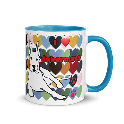 Mug Colour Inside: Love Dobermans Big Dogs Big Hugs, Ltd.