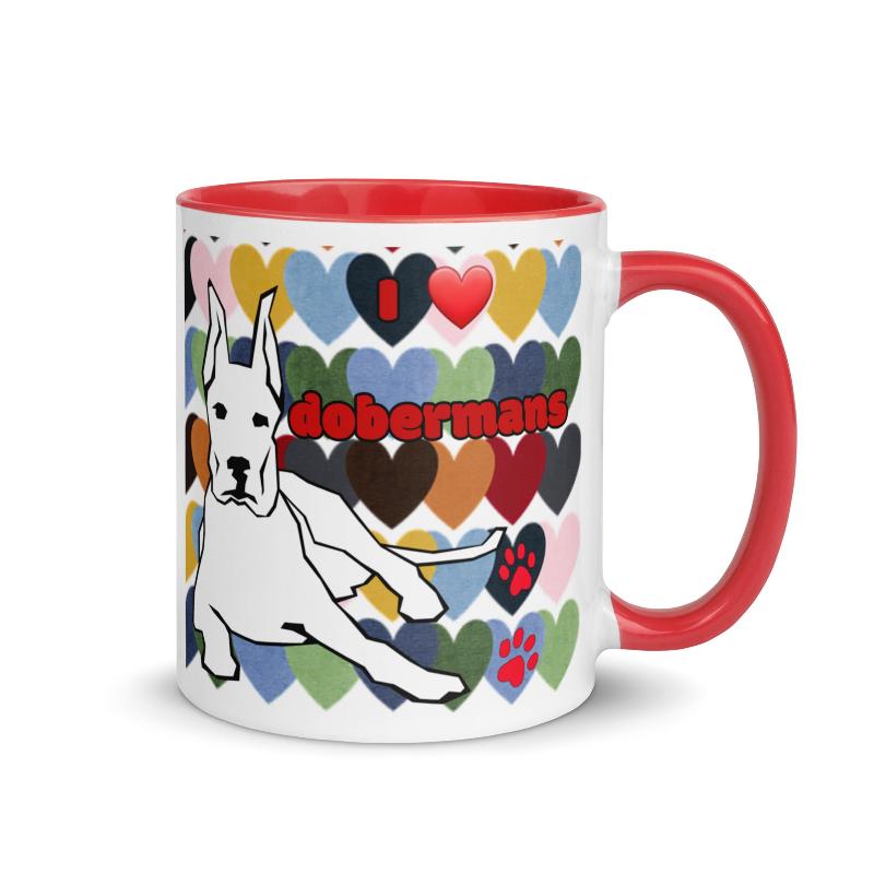 Mug Colour Inside: Love Dobermans Big Dogs Big Hugs, Ltd.