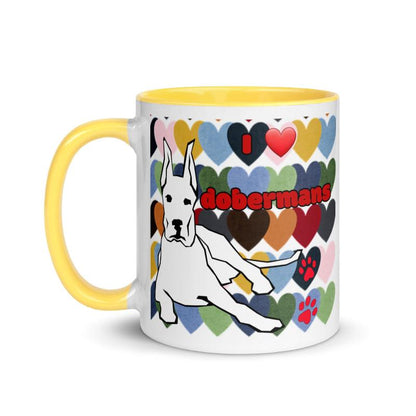 Mug Colour Inside: Love Dobermans Big Dogs Big Hugs, Ltd.