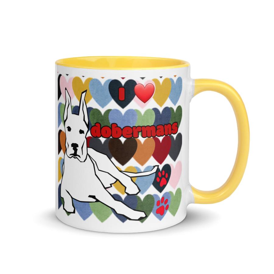 Mug Colour Inside: Love Dobermans Big Dogs Big Hugs, Ltd.