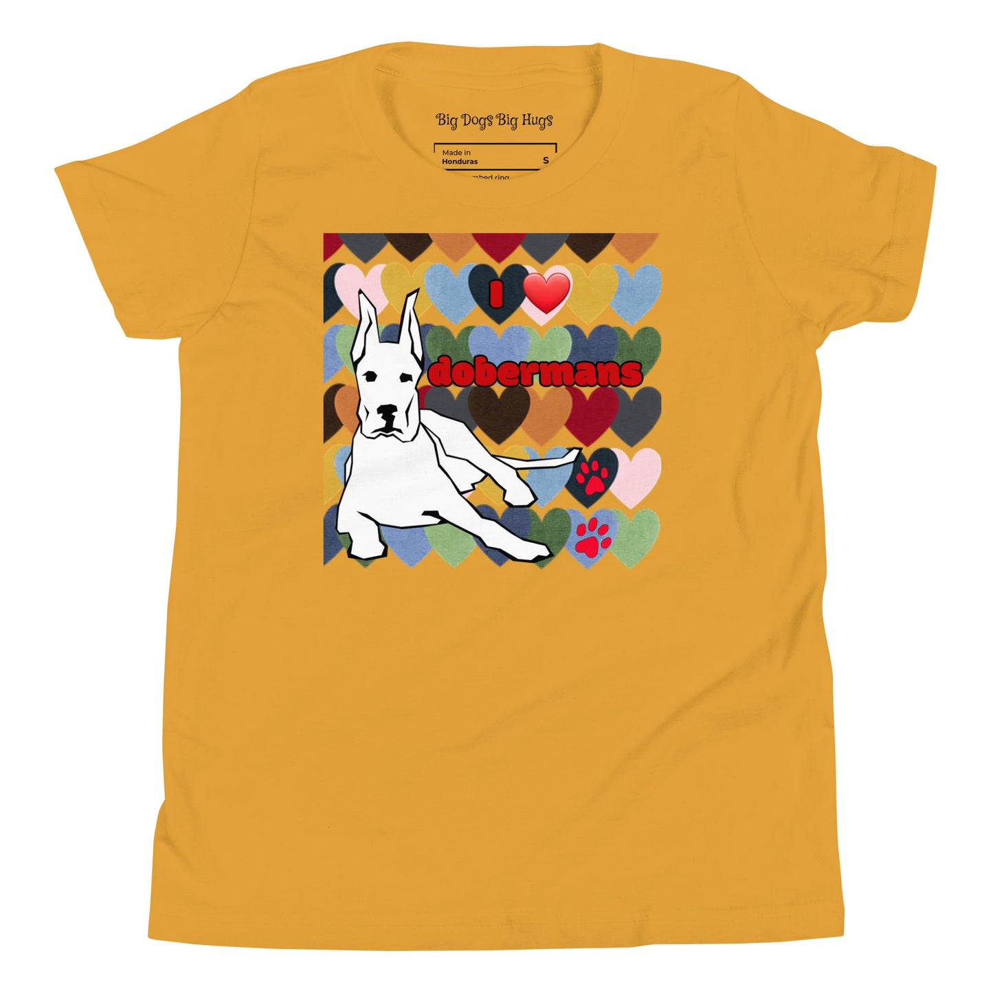 YOUTH Short Sleeve T-Shirt: Love Dobermans Big Dogs Big Hugs, Ltd.