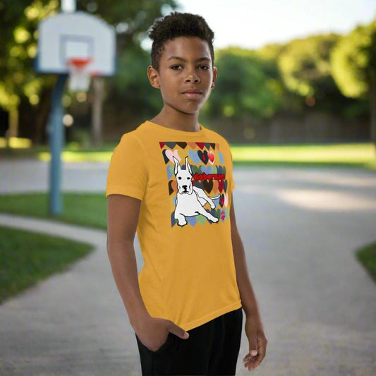 YOUTH Short Sleeve T-Shirt: Love Dobermans Big Dogs Big Hugs, Ltd.