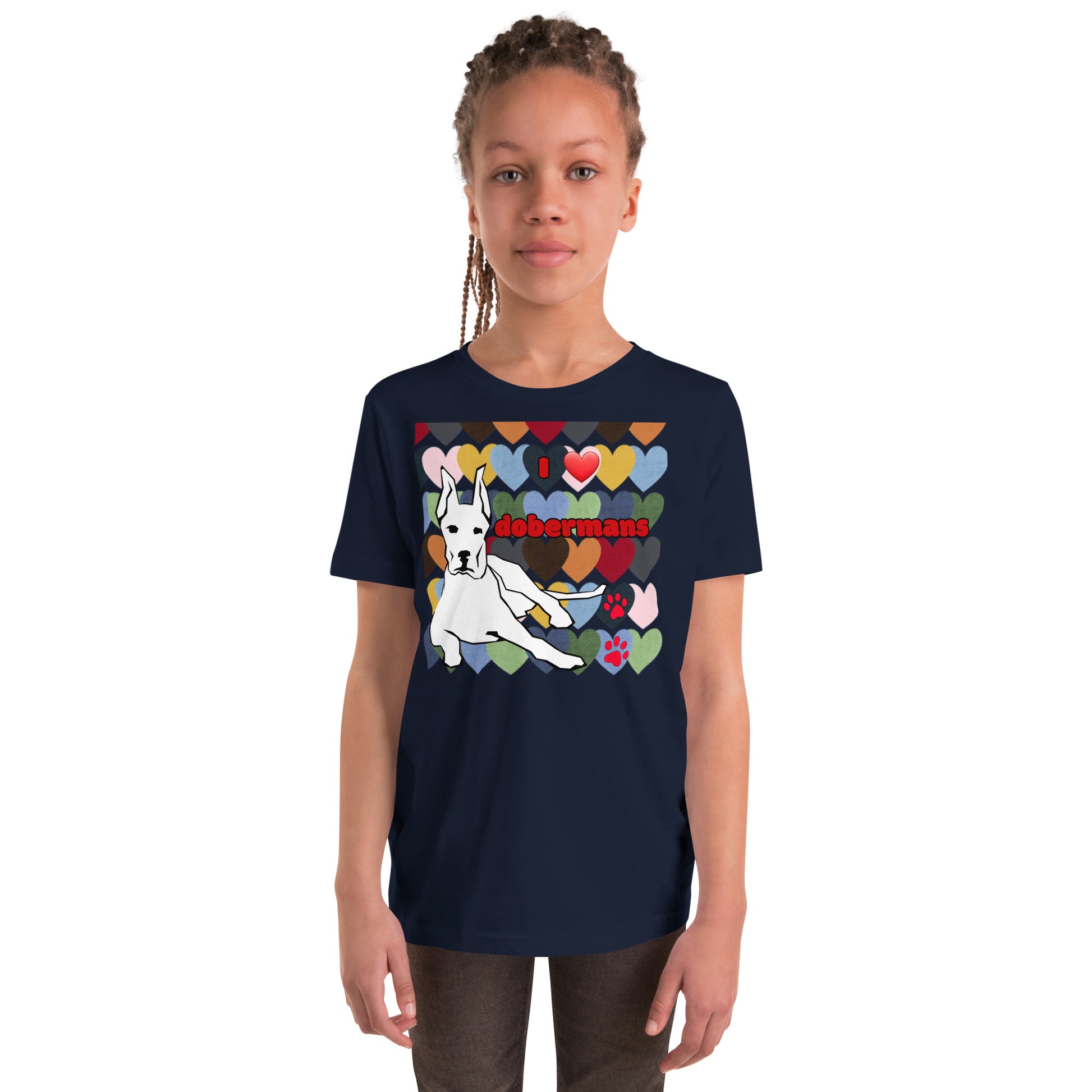 YOUTH Short Sleeve T-Shirt: Love Dobermans Big Dogs Big Hugs, Ltd.