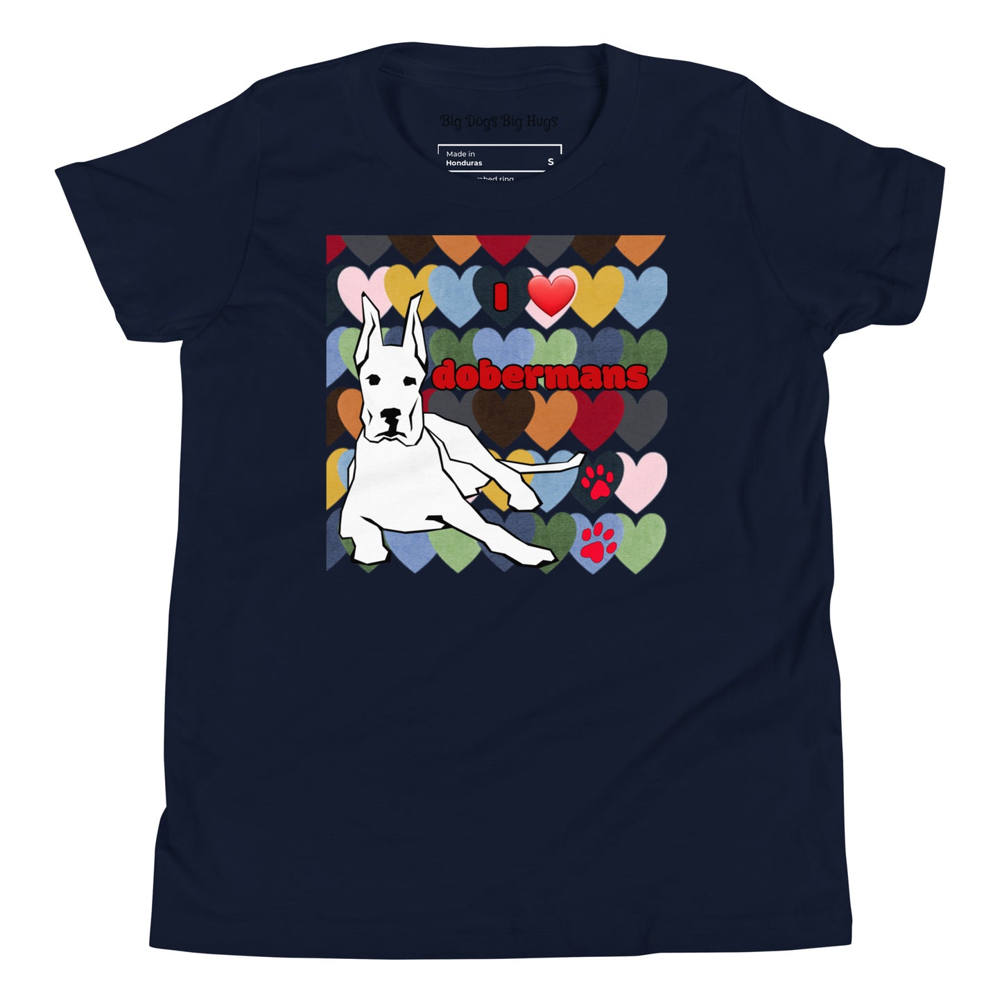 YOUTH Short Sleeve T-Shirt: Love Dobermans Big Dogs Big Hugs, Ltd.